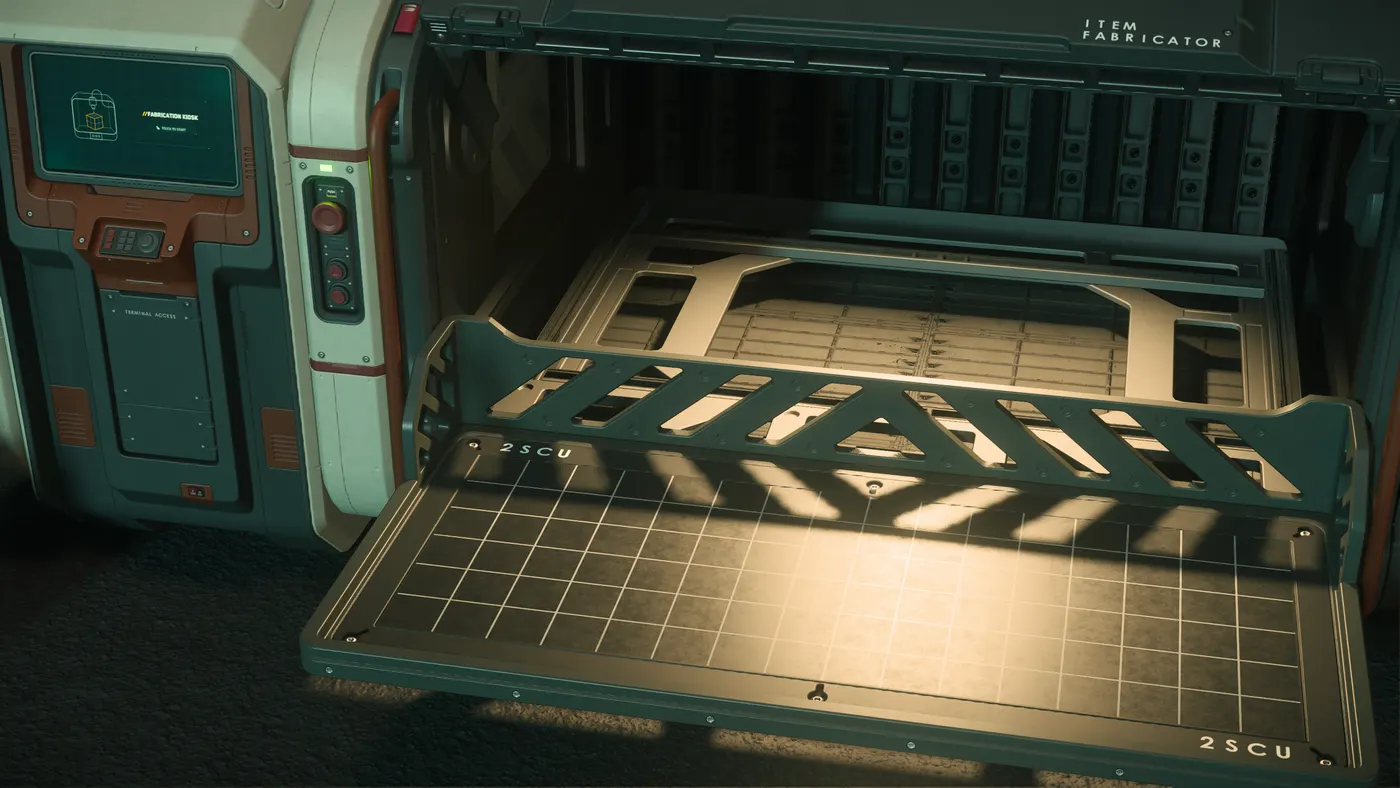 Close-up of a RediMake item fabricator with its fabrication grid open
