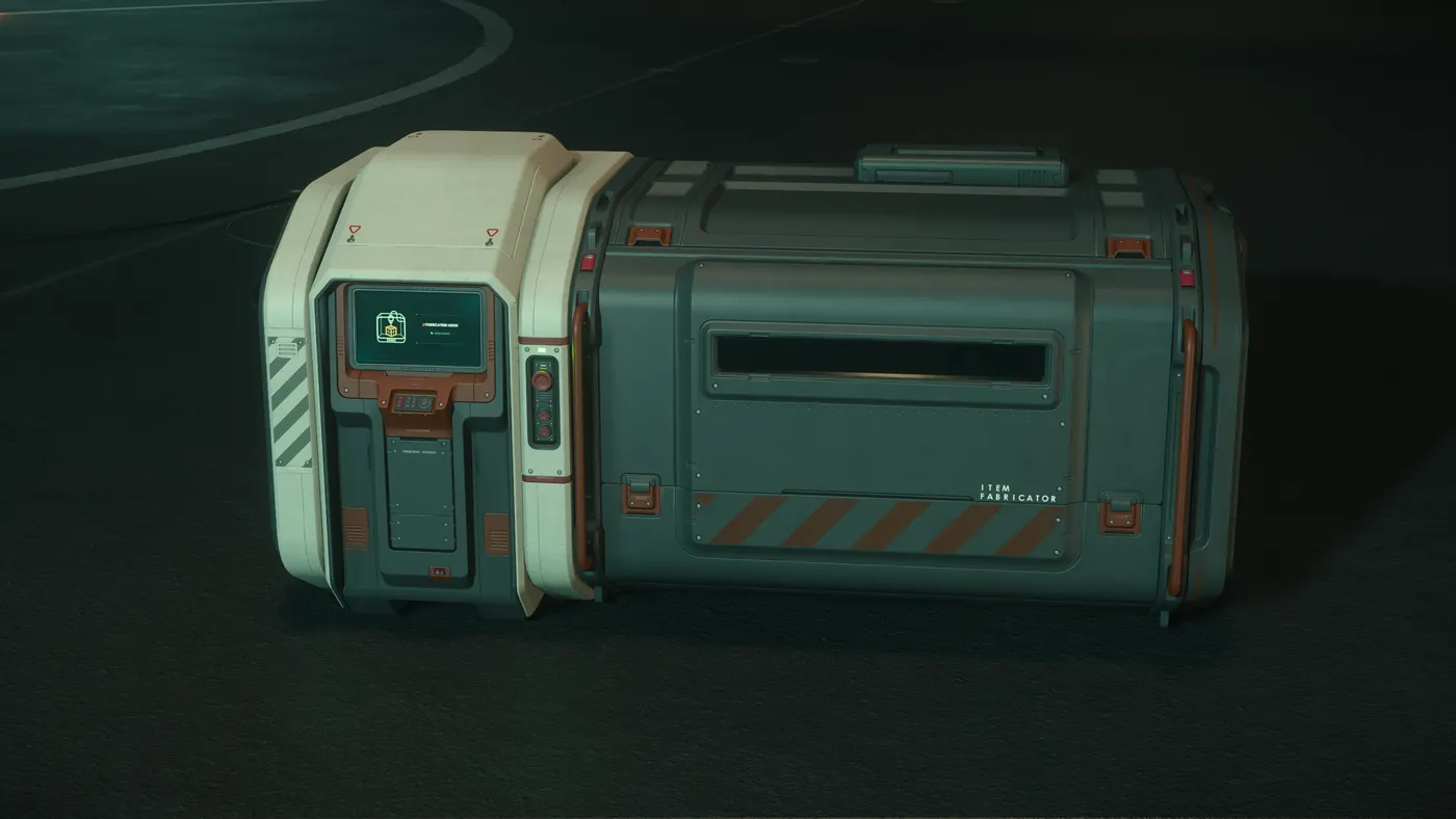 A RediMake item fabricator placed in an asteroid hangar